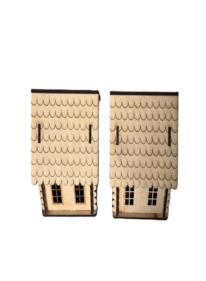 Raystar™ DIY Wooden House LED Hanging Tealight Holder, Natural MDF Construction, Decorative Cottage Design, Indoor Display (2 House) - Image 3
