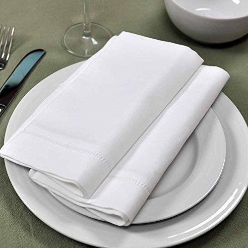 Bumblebee Linens White Linen Hemstitched Dinner Napkins Set of 4 20" X 20" Ladder Hem Stitch Cloth Napkin - Image 4