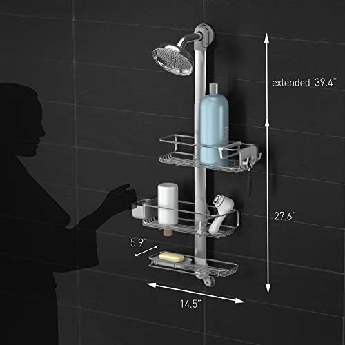 simplehuman Adjustable and Extendable Shower Caddy Large, Stainless Steel and Anodized Aluminum - Image 3