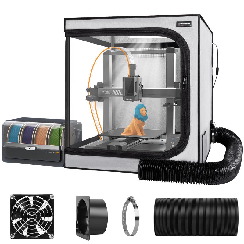 UniTak3D 3D Printer Enclosure with Ventilation Kit for Anycubic Kobra 3/3 V2 Combo/Flashforge AD5X 3D Printers,Fireproof & Dustproof Noise Reduction 3D Printer Cover with USB LED Lighting System-580*650*650mm - Image 1