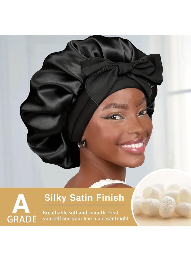 Generic Silky satin cap for sleeping, single layer braided hair cap + satin headband as a gift  - Image 3