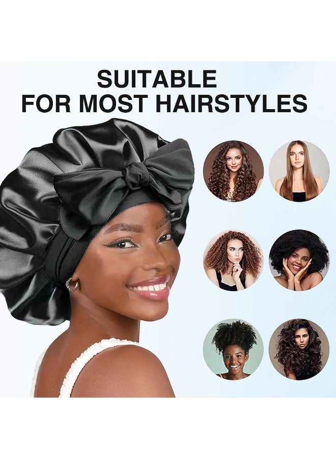 Generic Silky satin cap for sleeping, single layer braided hair cap + satin headband as a gift  - Image 2