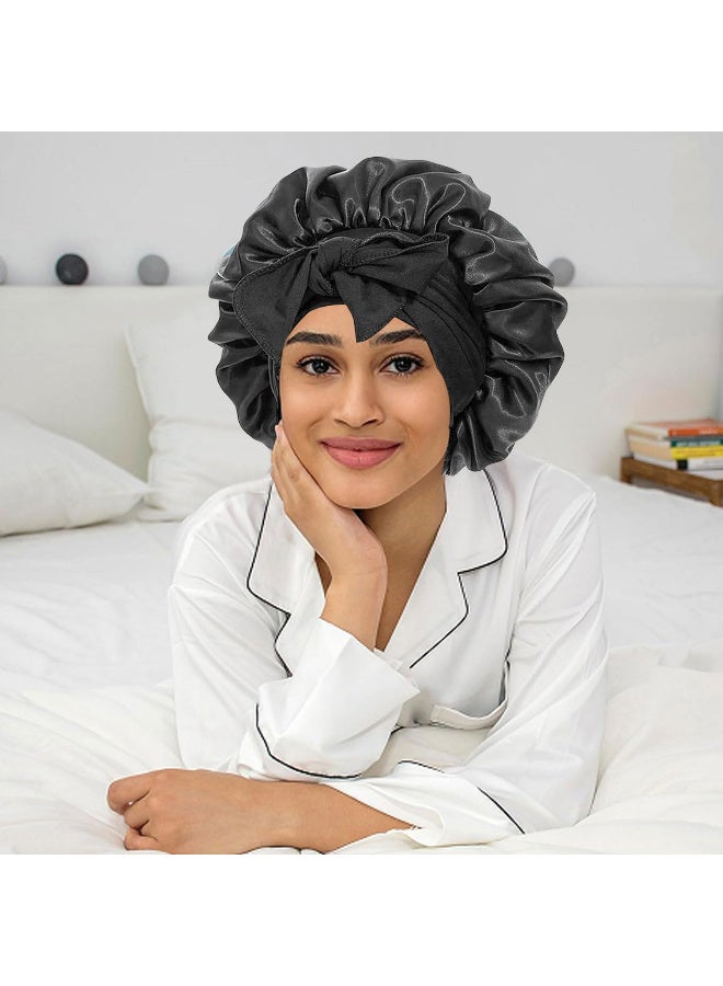 Generic Silky satin cap for sleeping, single layer braided hair cap + satin headband as a gift  - Image 5
