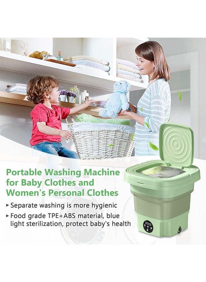 Hihonor Mini Portable Washing Machine, 8 L Mini Washer, Foldable, Mini Washer for Baby Clothes, Underwear or Socks, Small Clothes, Camping, Travel Laundry, Green  - Image 2