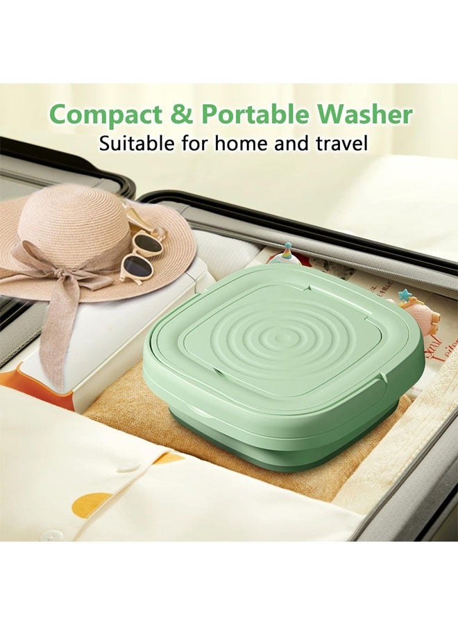 Hihonor Mini Portable Washing Machine, 8 L Mini Washer, Foldable, Mini Washer for Baby Clothes, Underwear or Socks, Small Clothes, Camping, Travel Laundry, Green  - Image 3