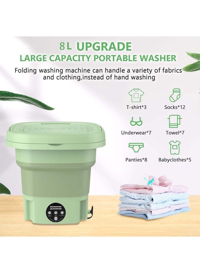 Hihonor Mini Portable Washing Machine, 8 L Mini Washer, Foldable, Mini Washer for Baby Clothes, Underwear or Socks, Small Clothes, Camping, Travel Laundry, Green  - Image 5