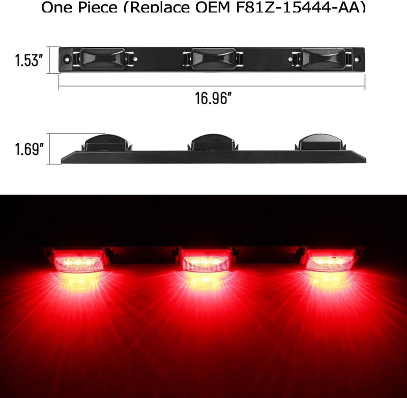iJDMTOY Smoked Lens 9-LED Rear Truck Bed Mounted Center Tailgate Running Light Bar, Compatible with 1999-2010 Ford F-250 F-350 F-450 DRW, Also Fit Other Truck/Pickup - Image 2