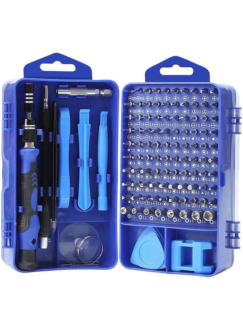 115 in 1 Screwdriver Set, magnetic DIY Precision Tool kit for Glasses PC Laptop Mobile Cell Phone Digital Watch (Taihom 115 in 1 Blue)  - Image 1