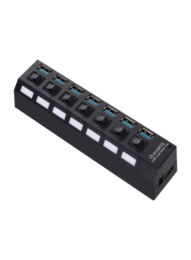 موزع USB 3.0 بسبعة منافذ، مقسم USB، موسع منافذ مع مفتاح تحويل للكمبيوتر الشخصي - Image 1