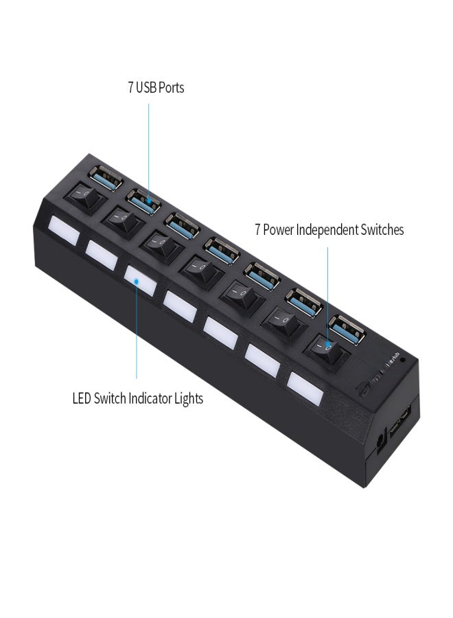 موزع USB 3.0 بسبعة منافذ، مقسم USB، موسع منافذ مع مفتاح تحويل للكمبيوتر الشخصي - Image 5