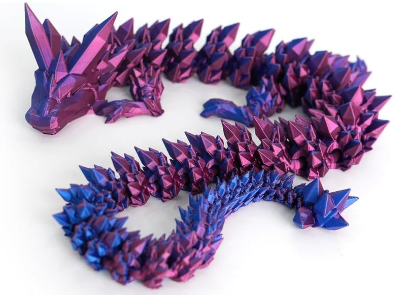 Flavery 3D Printed Dragon 24 inch Fidget Toy Large Pearly Sheen Articulated Dragon 3D Printed Gift for Birthday Figurine DecorRed Mix Blue - Image 5