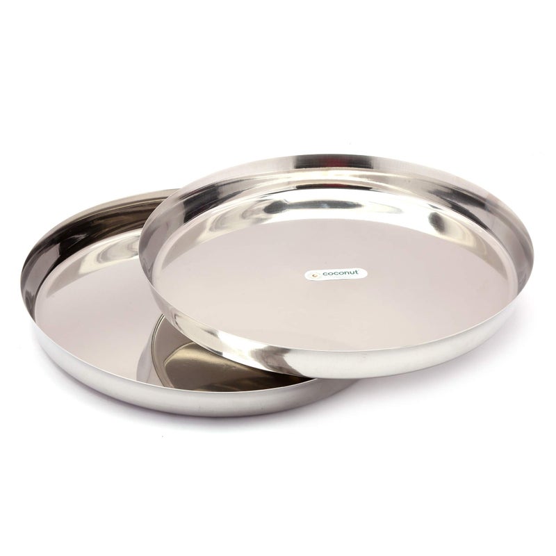 coconut Stainless Steel Heavy Guage (22 Guage) Dinner Plate/Thali - 2 Quantity - Diamater - 10 Inch Each Plate - Image 4
