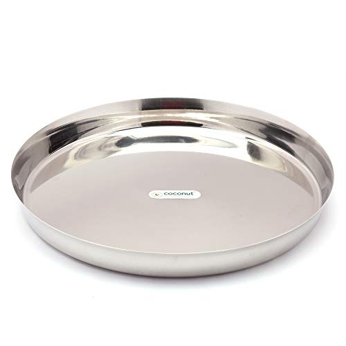 coconut Stainless Steel Heavy Guage (22 Guage) Dinner Plate/Thali - 2 Quantity - Diamater - 10 Inch Each Plate - Image 3