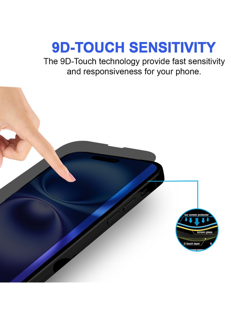 برايميت [3 قطع] واقي حماية شاشة للخصوصية ايفون 16 6.1 انش صلابة 9H رفيعة للغاية مضاد للتجسس عالي الدقة خاليه من الفقاعات - Image 3