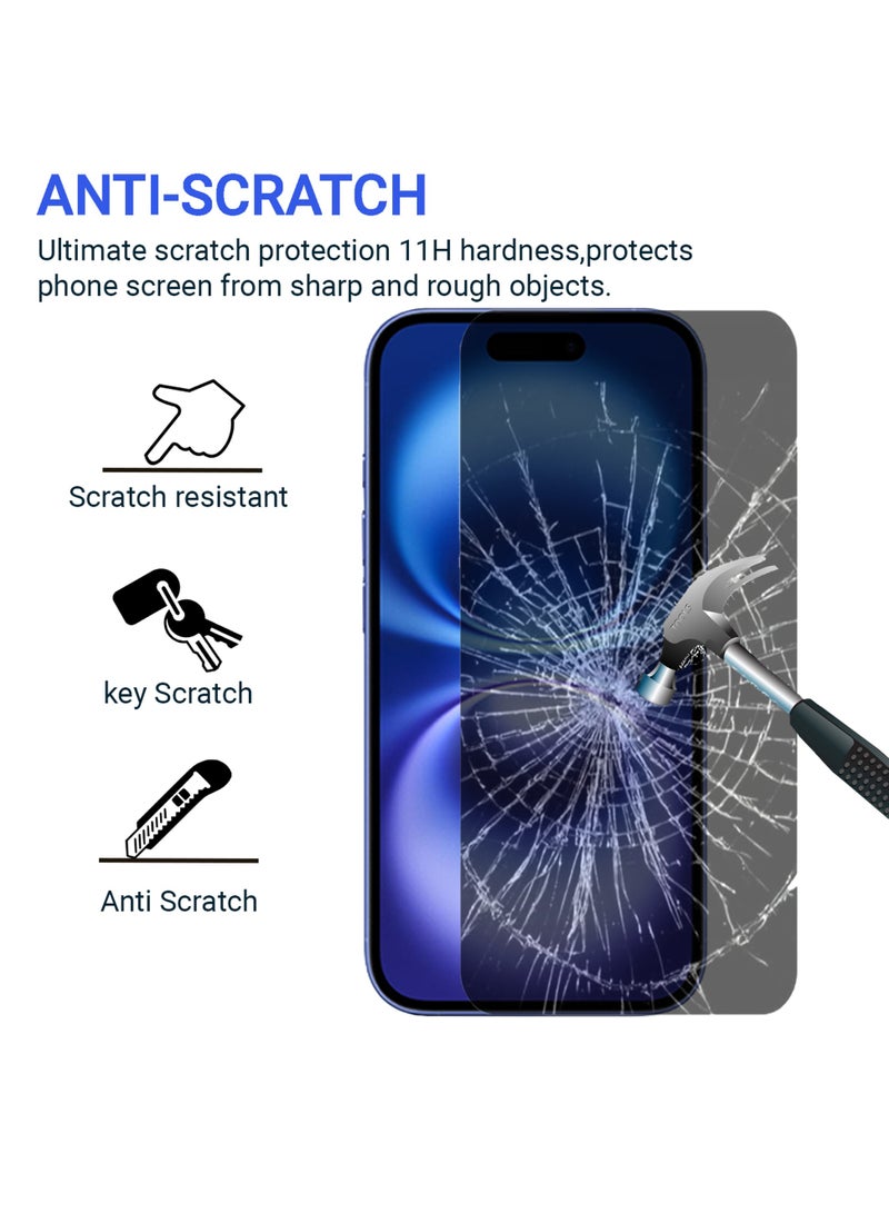 برايميت [3 قطع] واقي حماية شاشة للخصوصية ايفون 16 6.1 انش صلابة 9H رفيعة للغاية مضاد للتجسس عالي الدقة خاليه من الفقاعات - Image 4