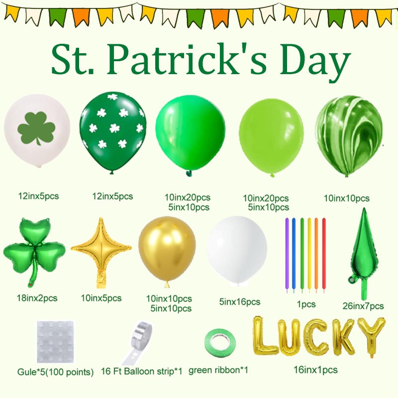 AobkDeco St. Patrick's Day Balloon Arch Garland Kit With Green Lucky Shamrock Clover Rainbow Balloons for St. Patrick's Day Party Decorations Irish Festival Party Decor Birthday Baby Shower Supplies - Image 2