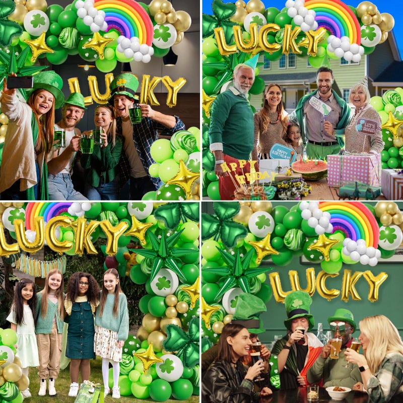 AobkDeco St. Patrick's Day Balloon Arch Garland Kit With Green Lucky Shamrock Clover Rainbow Balloons for St. Patrick's Day Party Decorations Irish Festival Party Decor Birthday Baby Shower Supplies - Image 3