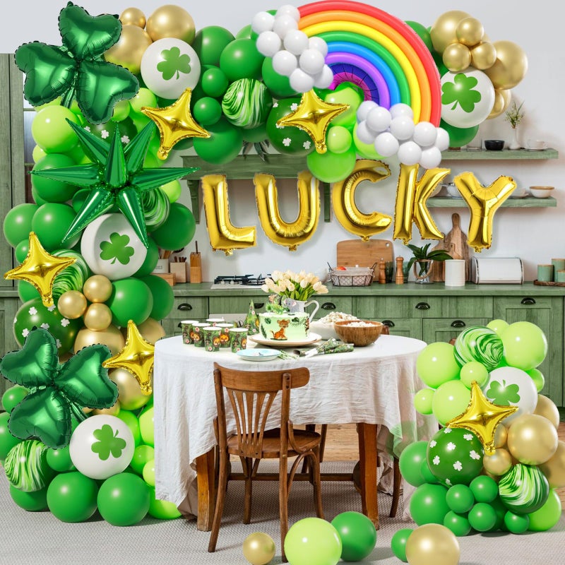 AobkDeco St. Patrick's Day Balloon Arch Garland Kit With Green Lucky Shamrock Clover Rainbow Balloons for St. Patrick's Day Party Decorations Irish Festival Party Decor Birthday Baby Shower Supplies - Image 4