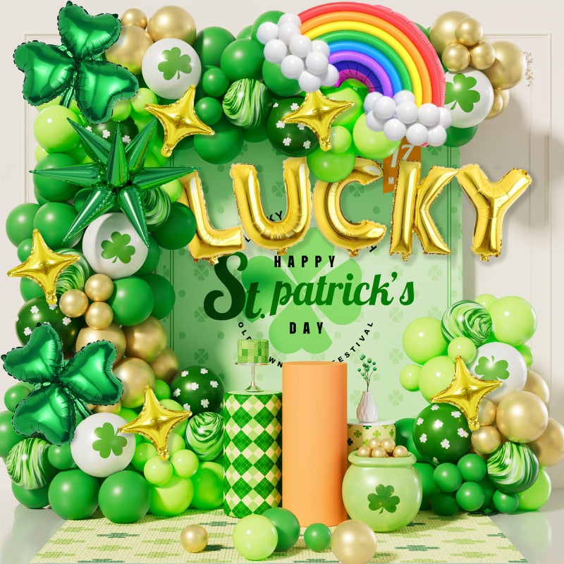 AobkDeco St. Patrick's Day Balloon Arch Garland Kit With Green Lucky Shamrock Clover Rainbow Balloons for St. Patrick's Day Party Decorations Irish Festival Party Decor Birthday Baby Shower Supplies - Image 1