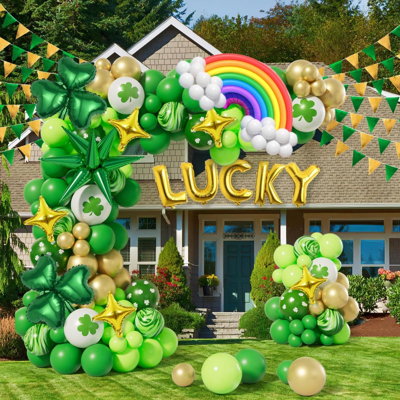 AobkDeco St. Patrick's Day Balloon Arch Garland Kit With Green Lucky Shamrock Clover Rainbow Balloons for St. Patrick's Day Party Decorations Irish Festival Party Decor Birthday Baby Shower Supplies - Image 5