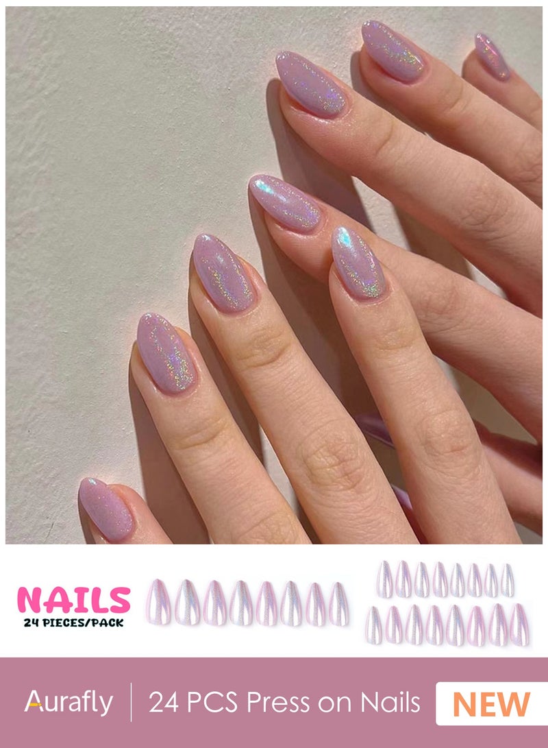 أورافلي مجموعة أظافر قابلة للارتداء مكونة من 24 قطعة، أظافر صناعية، أظافر أوروبية وأمريكية، متعددة الاستخدامات، قابلة للفصل، لا تؤذي الأظافر، الأظافر النهائية مناسبة للفتيات - Image 1