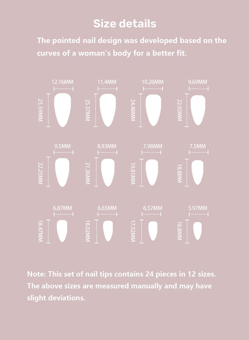 أورافلي مجموعة أظافر قابلة للارتداء مكونة من 24 قطعة، أظافر صناعية، أظافر أوروبية وأمريكية، متعددة الاستخدامات، قابلة للفصل، لا تؤذي الأظافر، الأظافر النهائية مناسبة للفتيات - Image 3