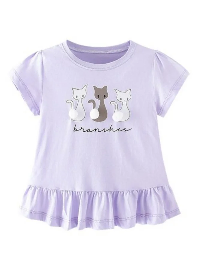 YUNIQEE Lavender Printed Short Sleeve Crew Neck T-Shirt
