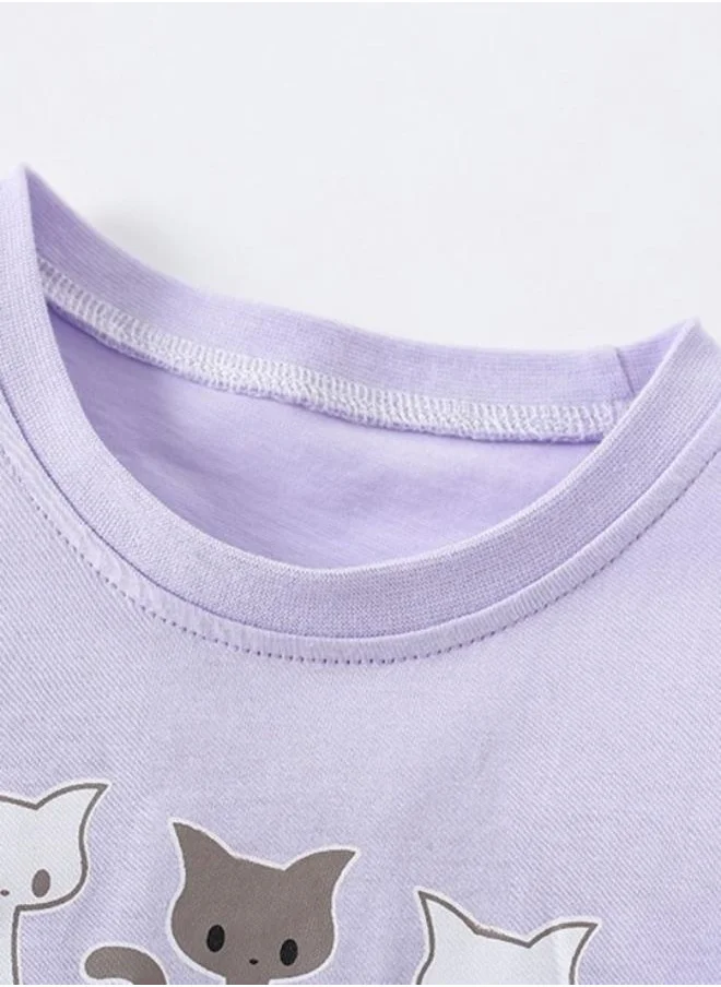 YUNIQEE Lavender Printed Short Sleeve Crew Neck T-Shirt