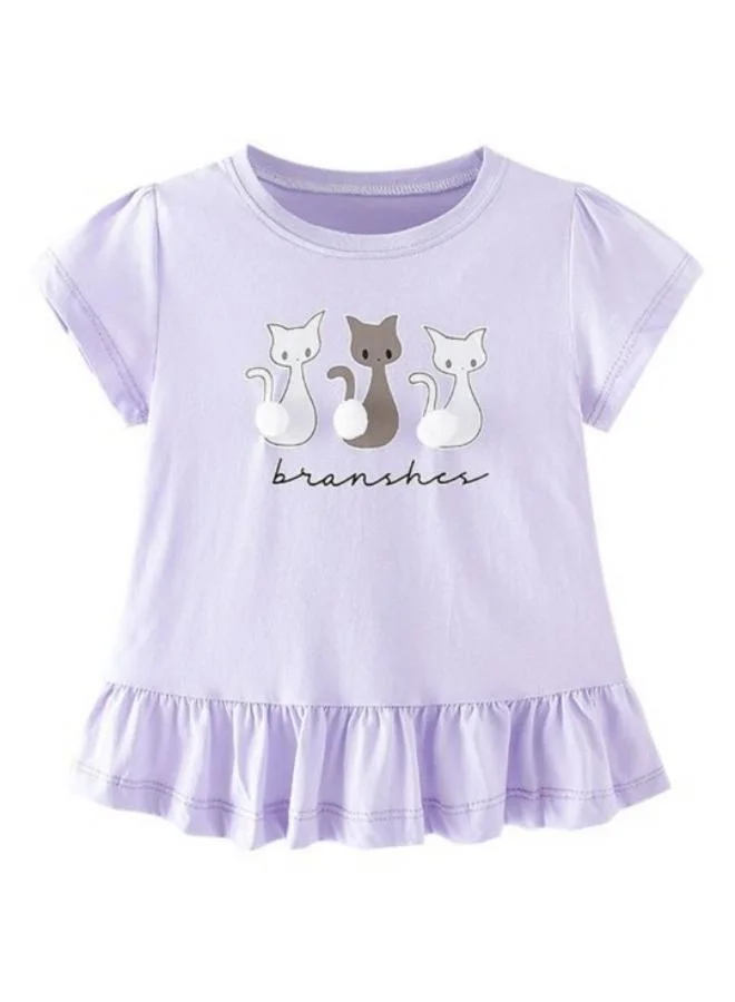 YUNIQEE Lavender Printed Short Sleeve Crew Neck T-Shirt