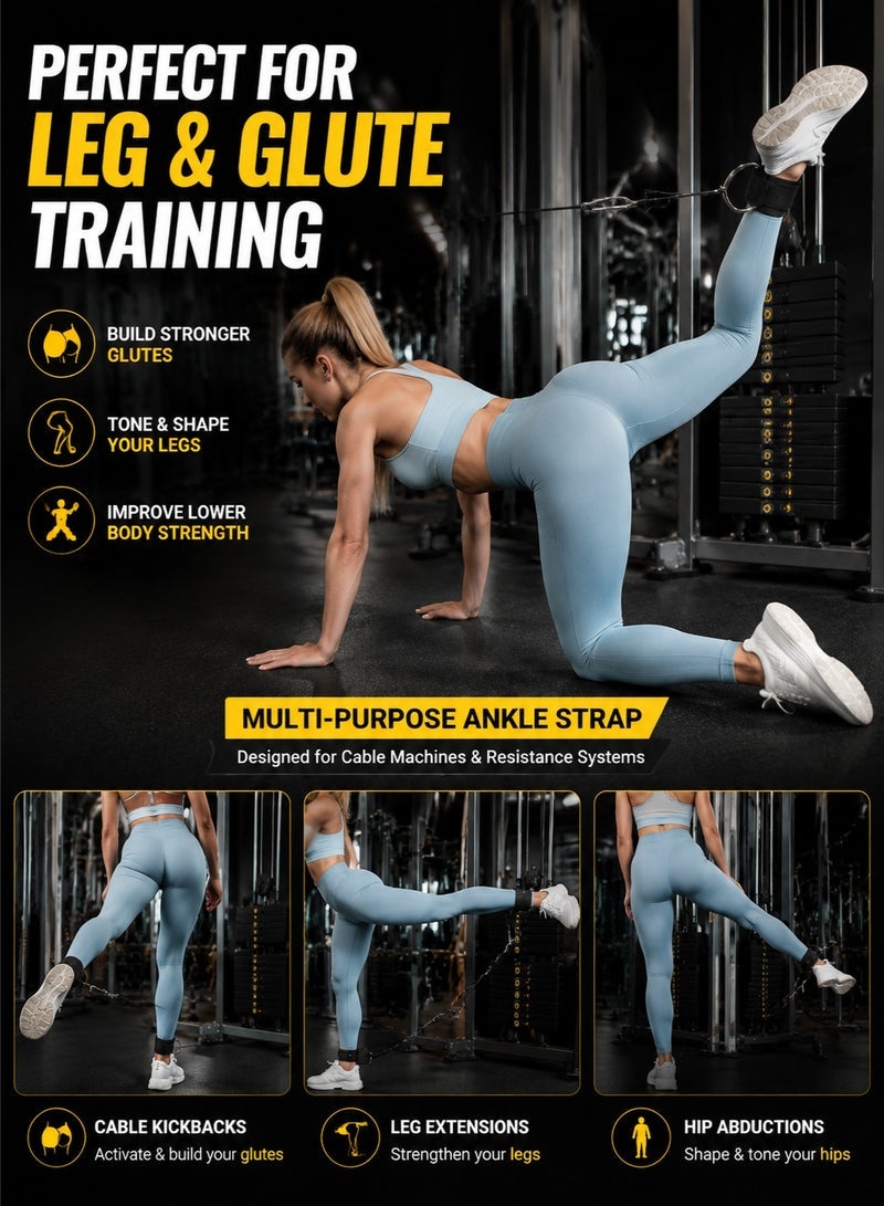 fdsport Ankle Strap for Cable Machine – Adjustable Resistance Ankle Cuffs for Glute Kickback, Leg, Hip & Lower Body Strength Training Gym Attachment - Image 3