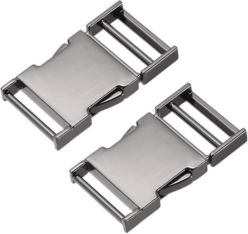 1 Inch Black Zinc Alloy Side Release Buckle Adjustable 2 Pcs - Image 1