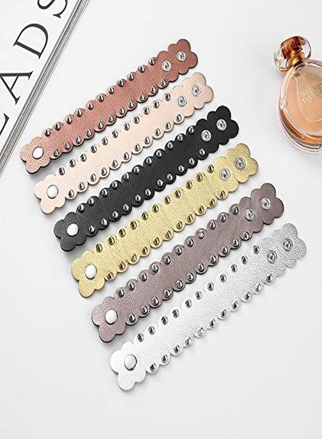 Pingyongchang Unisex Metal Waterproof Leather Bracelet Punk Spike Rivet Cuff Metal Studded Black Wristband Party Jewelry Gifts-Gold - Image 5