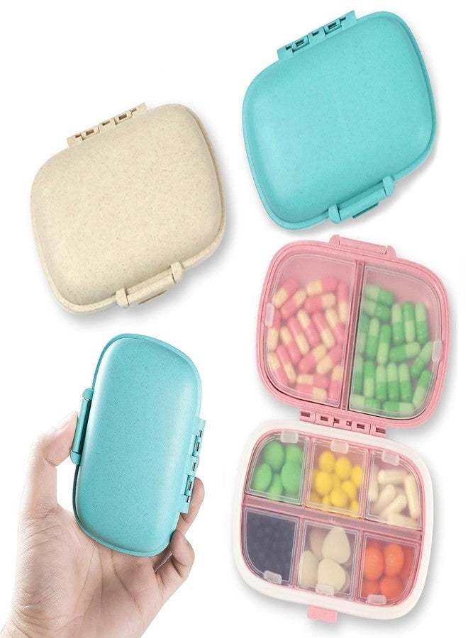PRETOX Travel Pill Organizer 8 Compartments Portable Pill Box Small Daily Pill Case Portable Vitamin Organizer Pill Box for Vitamins, Cod Liver Oil,Travel, Pocket, Purse Medication[1Pcs multicolor] - Image 1