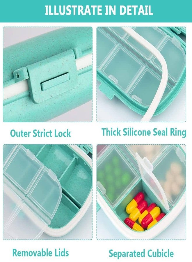 PRETOX Travel Pill Organizer 8 Compartments Portable Pill Box Small Daily Pill Case Portable Vitamin Organizer Pill Box for Vitamins, Cod Liver Oil,Travel, Pocket, Purse Medication[1Pcs multicolor] - Image 2