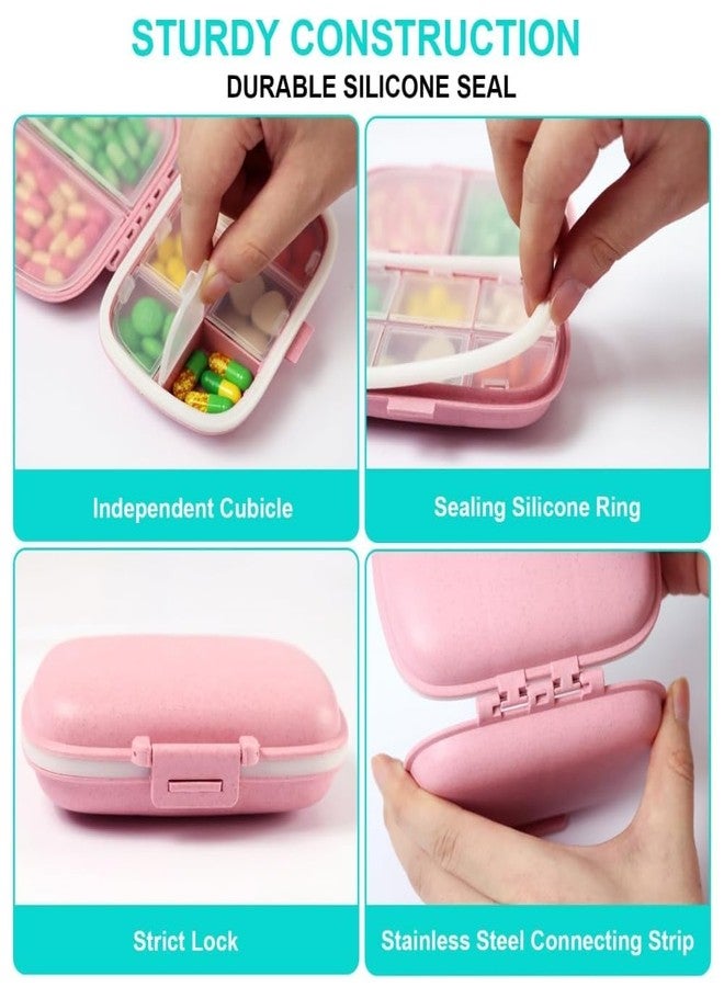 PRETOX Travel Pill Organizer 8 Compartments Portable Pill Box Small Daily Pill Case Portable Vitamin Organizer Pill Box for Vitamins, Cod Liver Oil,Travel, Pocket, Purse Medication[1Pcs multicolor] - Image 5