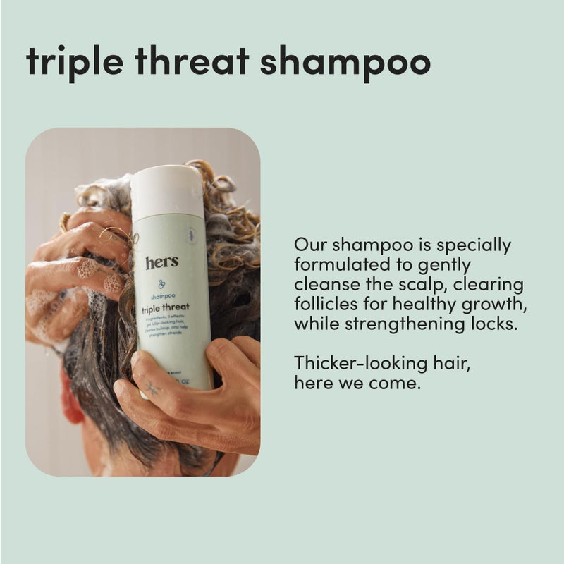HIMS & HERS hers Triple Threat Shampoo, Conditioner and Minoxidil Set - Hair Loss Treatment for Women - Includes 2% Serum Minoxidil Treatment, Color Safe Hair Thickening Shampoo and Conditioner - 3 Count - Image 3