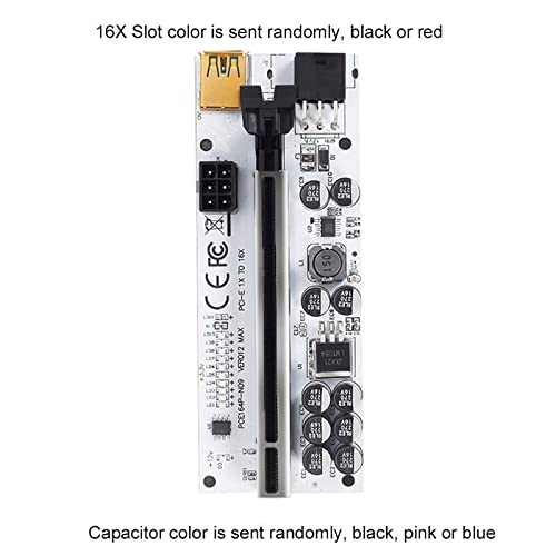 Tobo PCI-E GPU Riser Card for Bitcoin Ethereum ETH Mining 1x to 16x Graphics Risers Card with 10 Solid Capacitors/Temperature Probe/RGB LED Light/60cm USB 3.0 Cable(Red VER013 Pro) (VER-12Pro) - TD-419HS - Image 3
