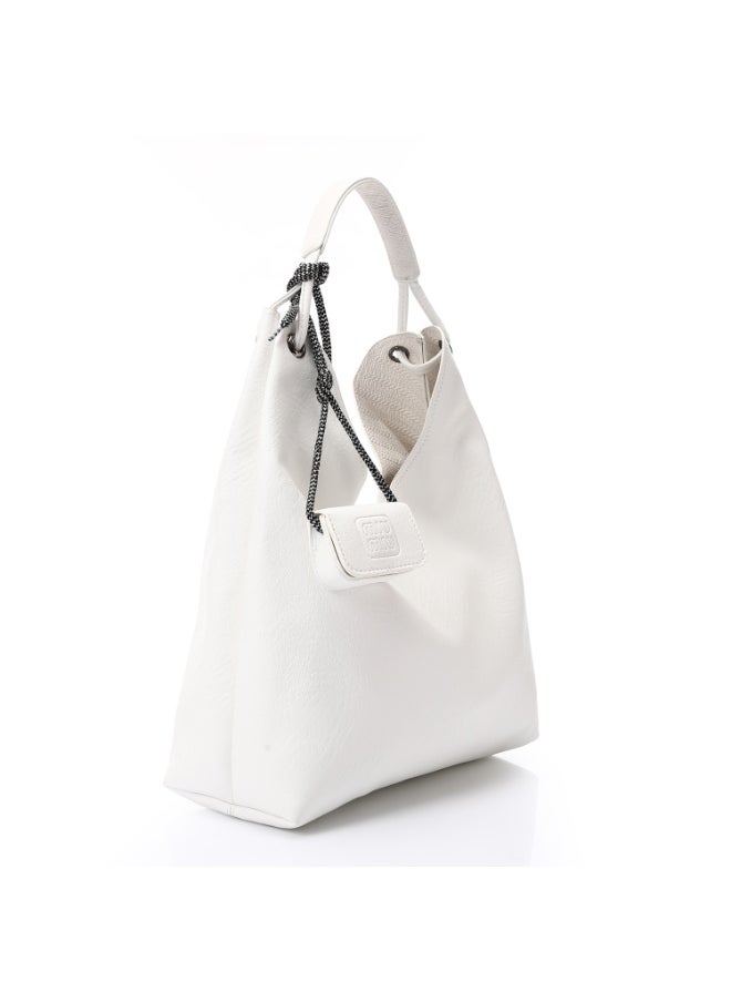 Mr.joe Mr Joe White Faux Leather Hobo Bag with Two Pouches Shoulder Bag for Women -4138  - Image 2