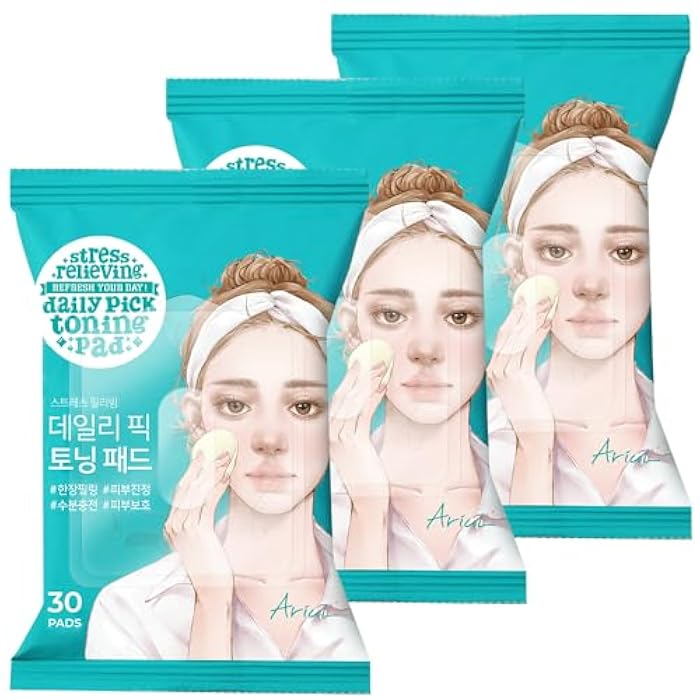 Ariul Stress Relieving Daily Pick Toning Pads – Hydrating & Soothing, Gentle Exfoliation, Dual-Sided Vegan Fabric, Large Size, 50% Cica Extract, Korean Skin Care, 30 Counts x 3 Packs - Image 1