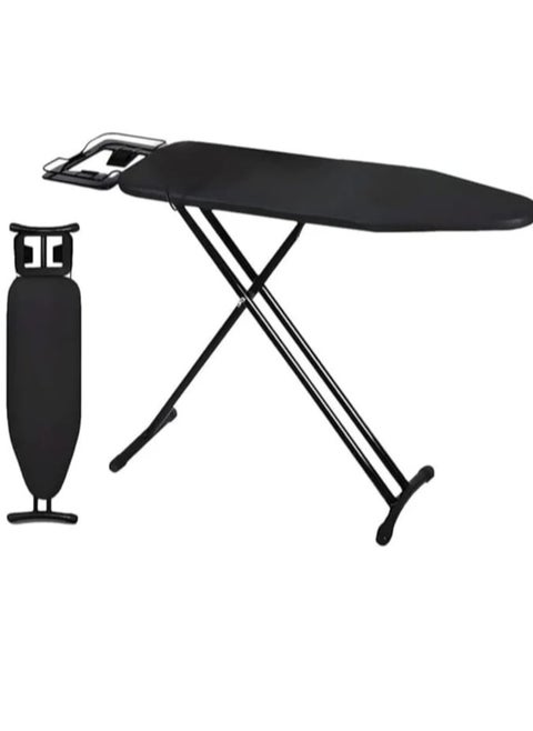 Ironing Board 110x33cm, Iron Board with Heat Resistant Cover and Thicken Felt Pad, Folding Ironing Stand with Adjustable Height, Heavy Sturdy Metal Frame Legs Iron Stand Black