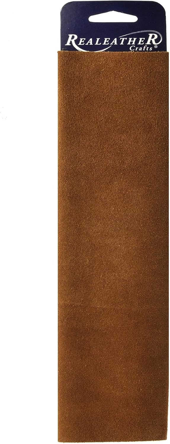 Realeather SS08112002 Suede Leather Sheet for Crafting 34oz Medium Brown 1Piece - Image 1