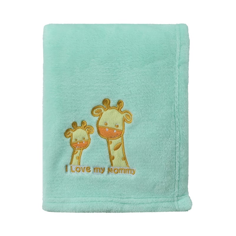CREVENT 30''X40'' Light Cozy Plush Fluffy Warm Fleece Stroller Baby Blanket for Girls Boys Infant Toddler's Crib Cot Stroller - Green Giraffe - Image 1
