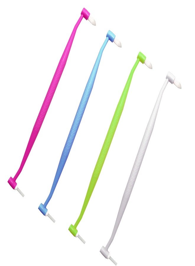 HRASY 4 Pieces Orthodontic Toothbrush Double-Ended Interspace Brush Tiny Small Soft Trim Head for Braces and Teeth Detail Cleaning(4 Colors B2 - Image 1