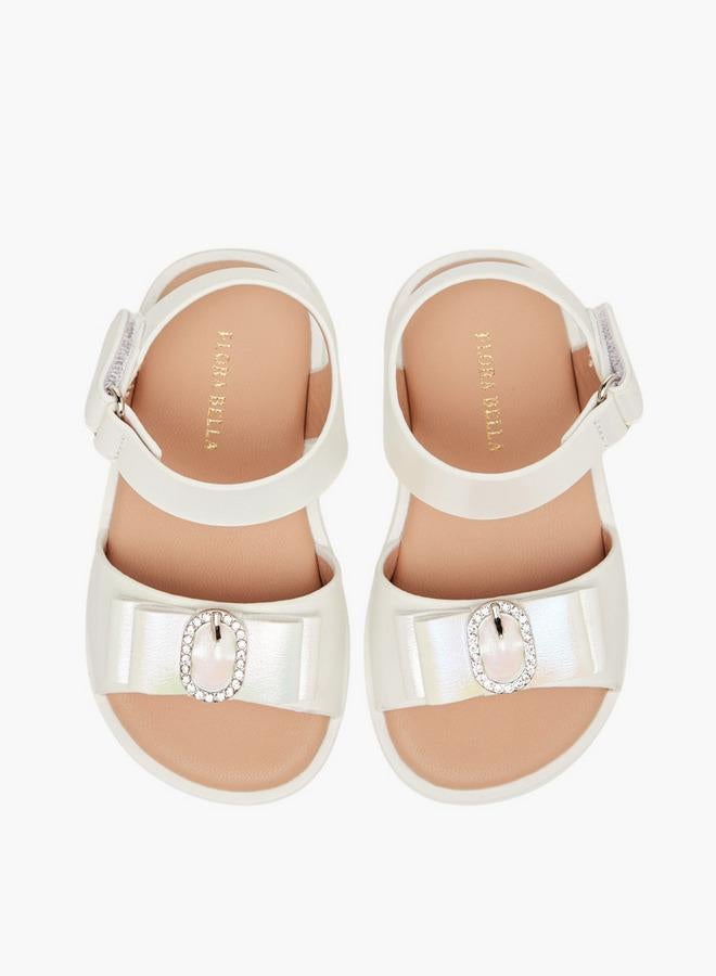 Flora Bella By Shoexpress Girls Embellished Strap Sandals With Hook And Loop Closure - Image 2