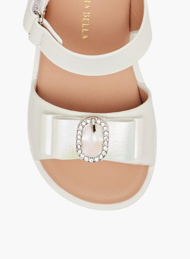 Flora Bella By Shoexpress Girls Embellished Strap Sandals With Hook And Loop Closure - Image 3