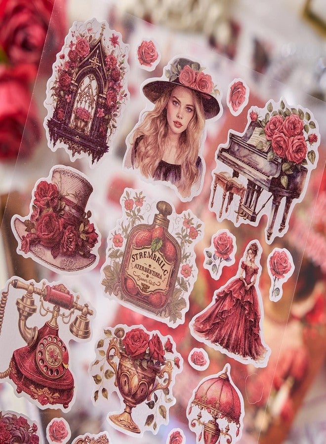Funspark Vintage Theme Stickers Elegant Victorian Girl Scrapbook Stickers Floral Aesthetic Ephemera for Journals Planners Collage and DIY Crafts Pack of 1 The Glass of Time - Image 2