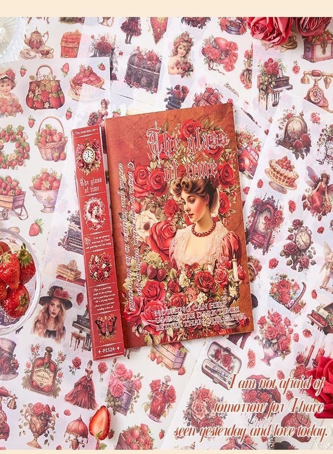 Funspark Vintage Theme Stickers Elegant Victorian Girl Scrapbook Stickers Floral Aesthetic Ephemera for Journals Planners Collage and DIY Crafts Pack of 1 The Glass of Time - Image 1