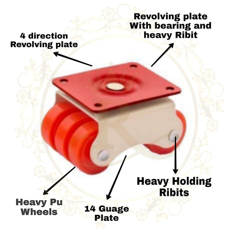 Zarooni Caster Wheels Heavy Duty Furniture Pads Office Furniture Trolley Pack of 6pcs Set 6 - Image 2