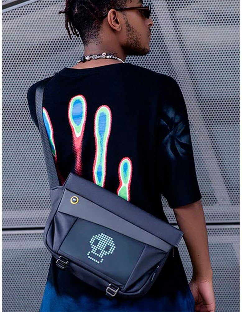 Divoom Pixoo Slingbag-V Shoulder Bag with LED Customizable Animation Screen and App Control, Black, One Size