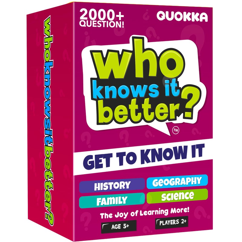 quokka Board Games for Kids 812  Set of 4 Family Card Games for Kids and Adults  Trivia Cards for Family Game Night  Who Knows It Better  2000 Questions History Geography Science  Fun Card Game - Image 2